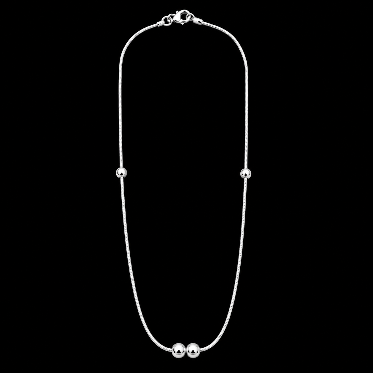 Dual Bead Minimal Silver Chain