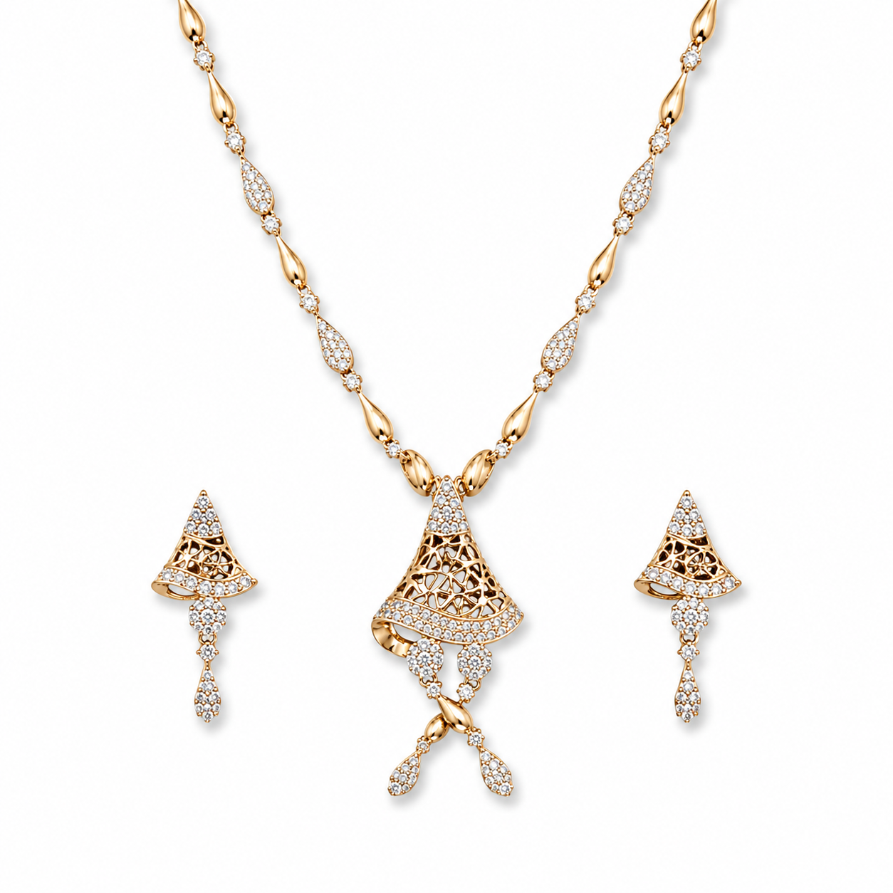 Celestial Bell Rose Gold Pendant Set