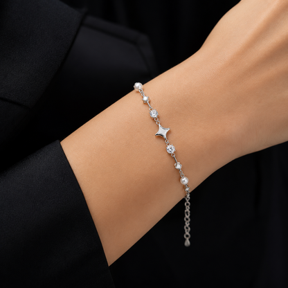 Celeste Pearl Star Silver Bracelet