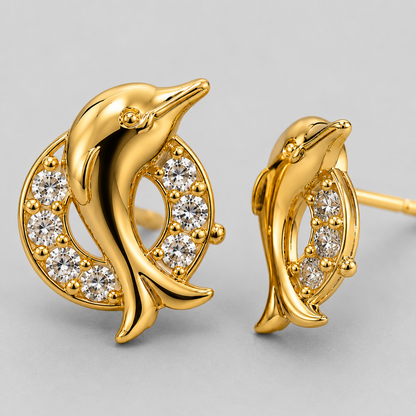 Ocean Grace Dolphin Crystal Stud Earrings