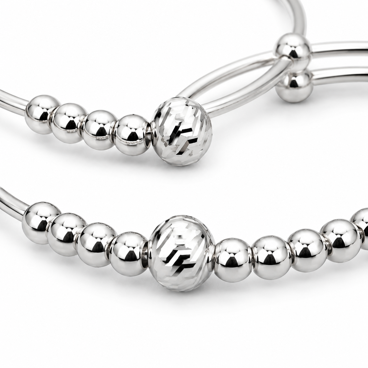 Baby Silver Beaded Adjustable Kada