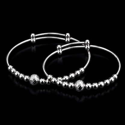 Baby Silver Beaded Adjustable Kada