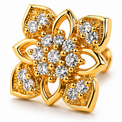 Golden Blossom Crystal Stud Earrings