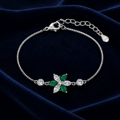 Emerald Bloom Silver Bracelet