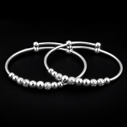 Baby Beaded Silver Kada
