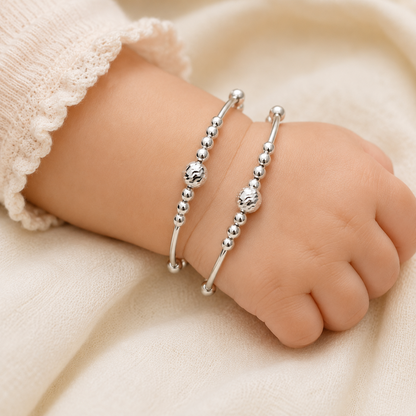 Baby Silver Beaded Adjustable Kada
