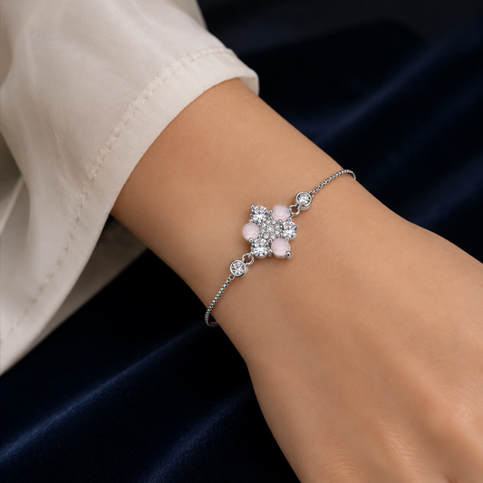 Women Blossom Sparkle Silver Bracelet