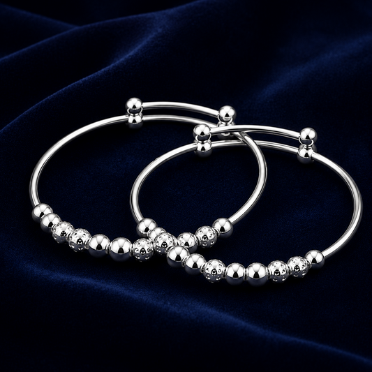 Baby Beaded Silver Kada
