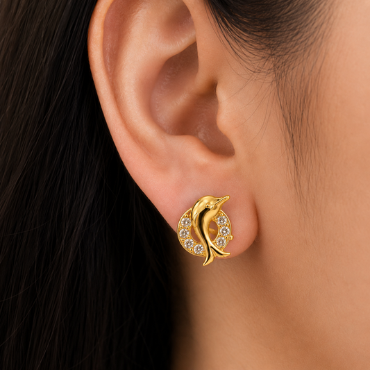 Ocean Grace Dolphin Crystal Stud Earrings