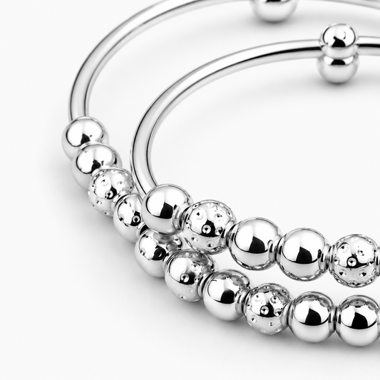 Baby Beaded Silver Kada