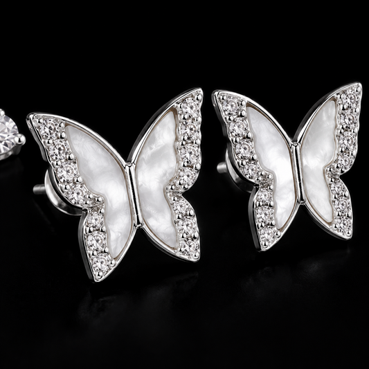 Butterfly Dreams Silver Stud Earring Set