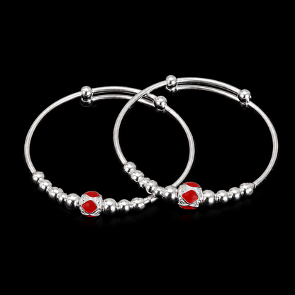 Baby Silver Red Enamel Bead Kada
