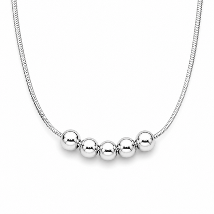 Five Bead Silver Necklace