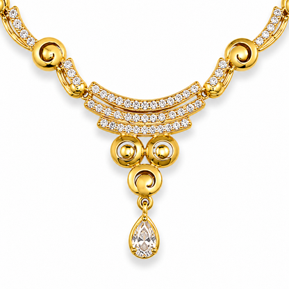 Celestial Drop Diamond Gold Plated Necklace Set