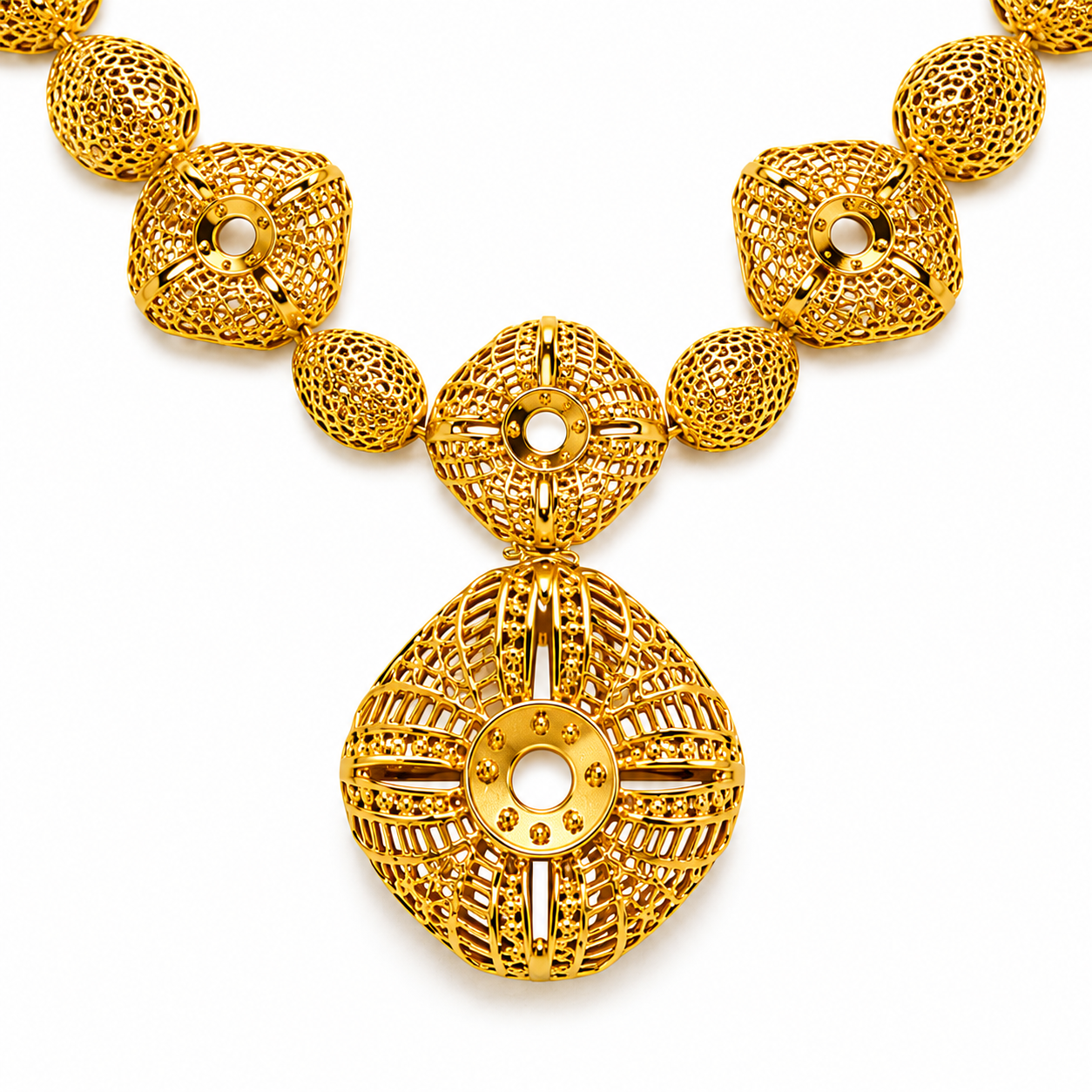 Royal Filigree Gold Statement Necklace