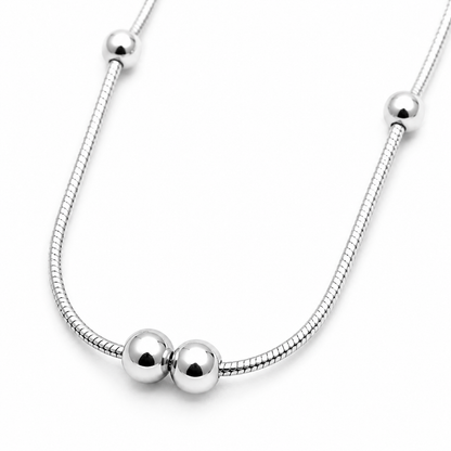 Dual Bead Minimal Silver Chain