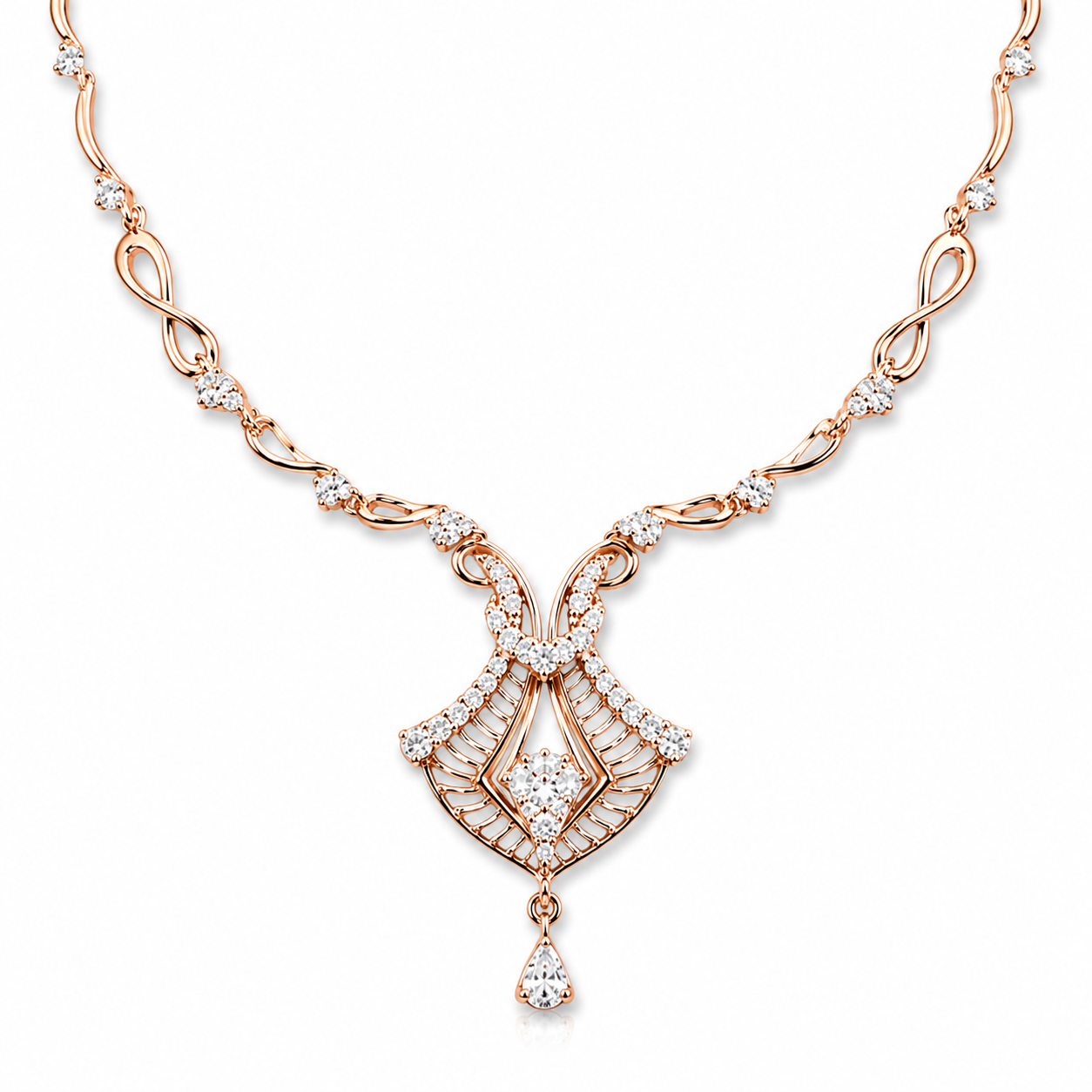 Rose Infinity Diamond Necklace Set