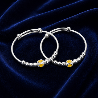 Baby Silver Yellow Enamel Bead Kada