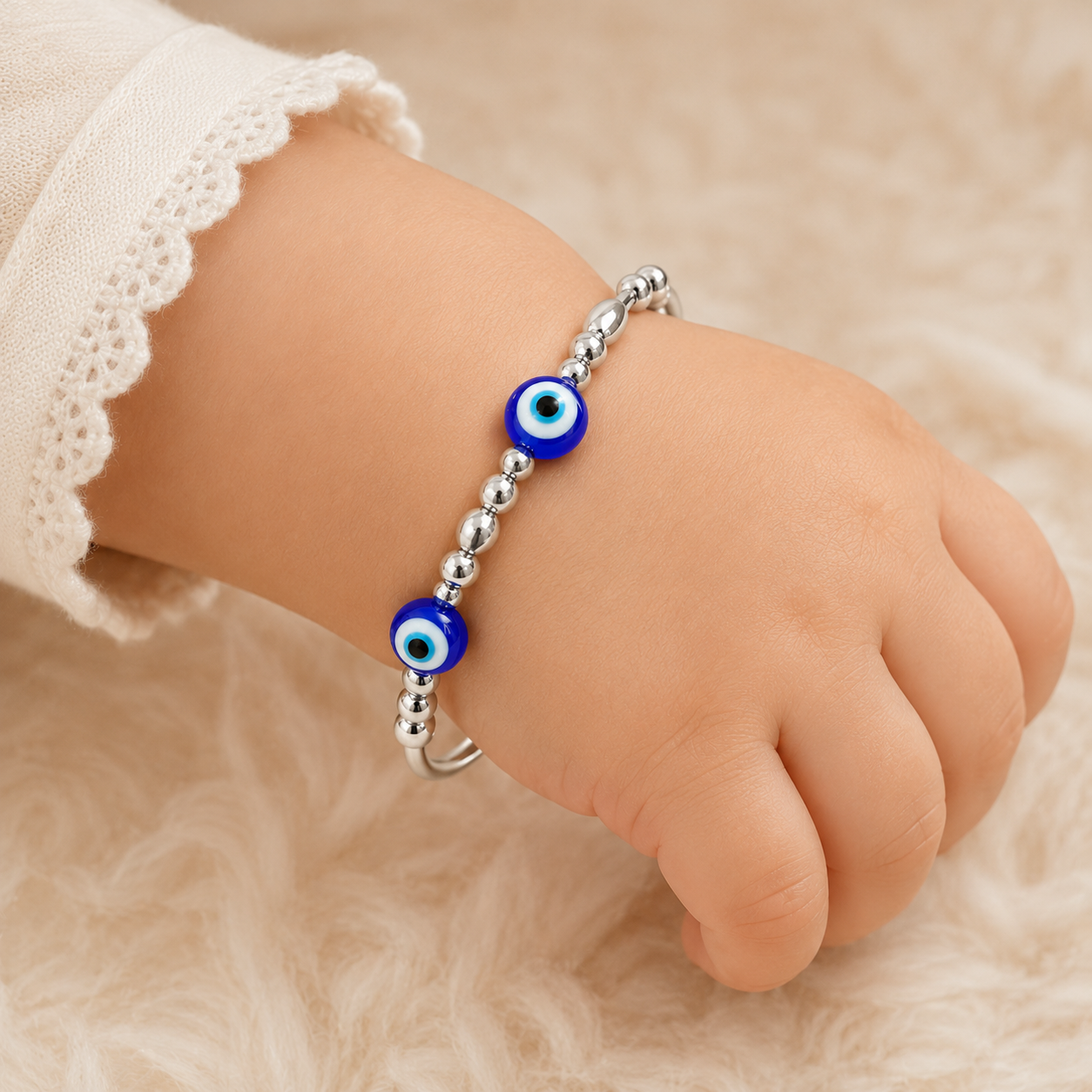 Baby Nazar Evil Eye Silver Kada
