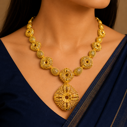 Royal Filigree Gold Statement Necklace