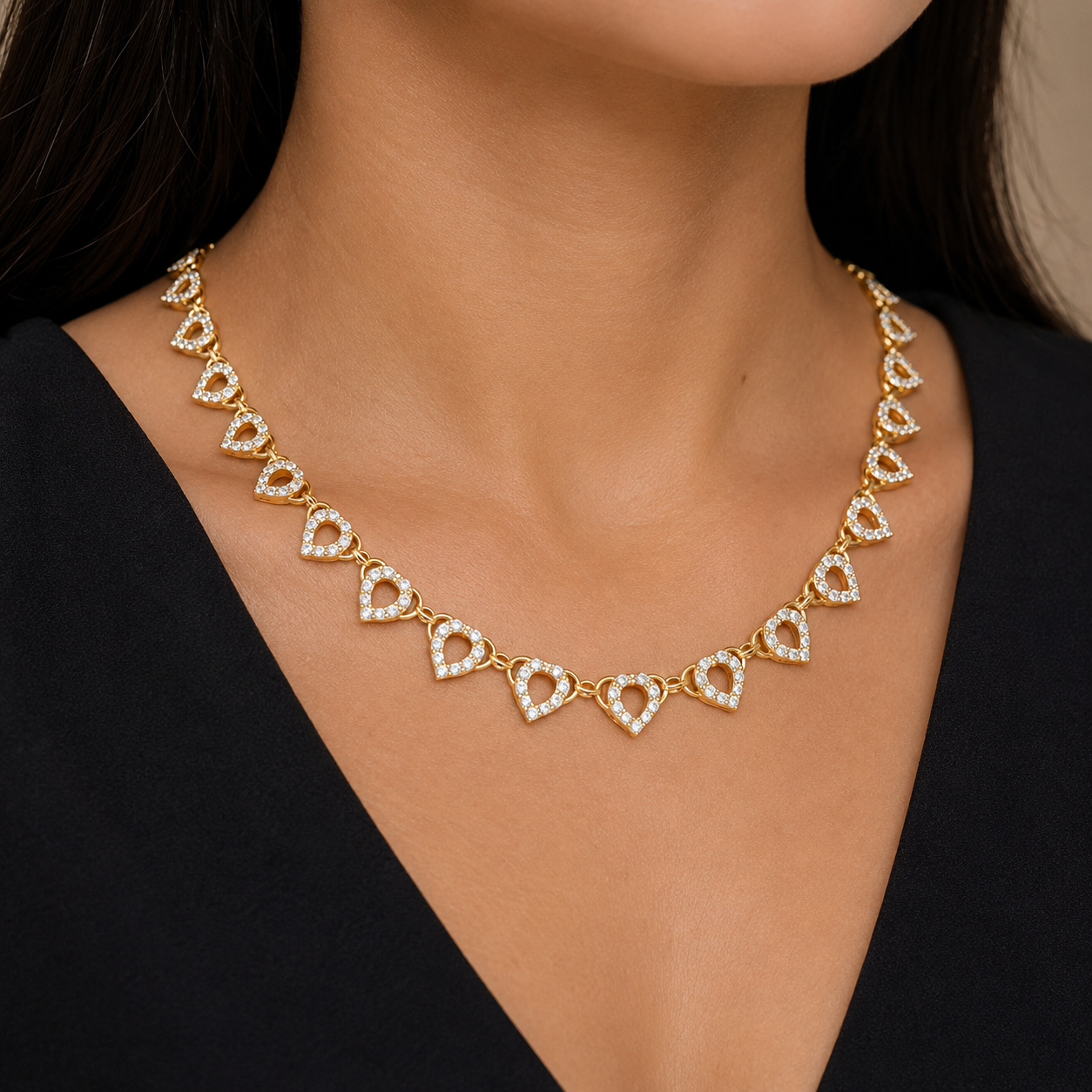 Diamond Heart Elegance Necklace Set