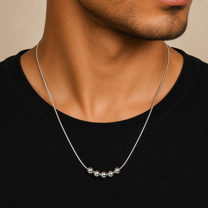 Five Bead Silver Necklace