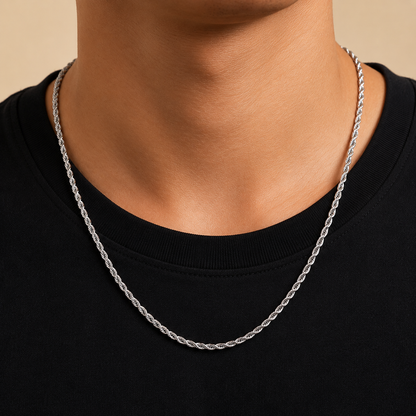 Twisted Rope Silver Chain