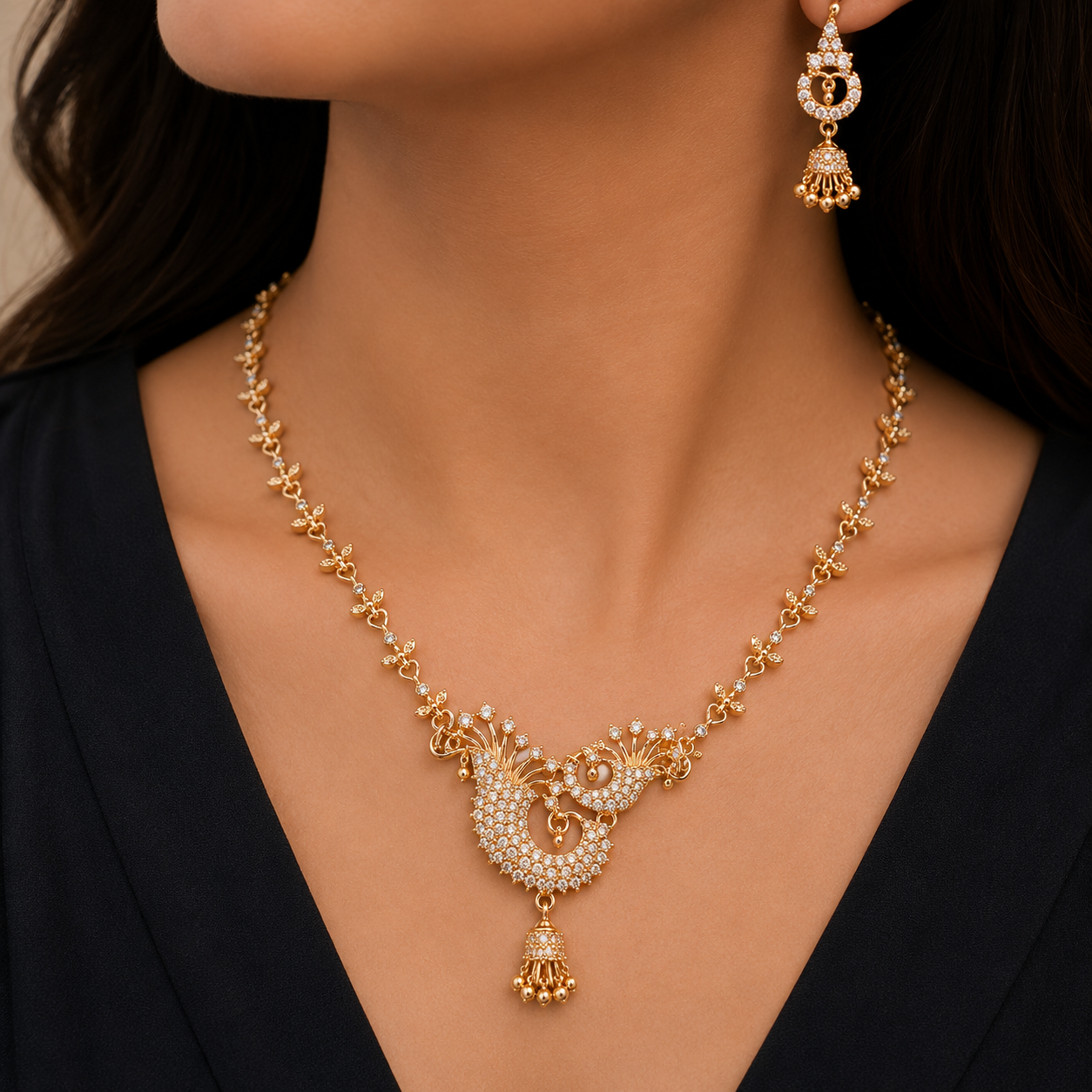 Royal Peacock Sparkle Necklace Set