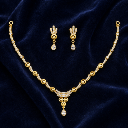 Celestial Drop Diamond Gold Plated Necklace Set