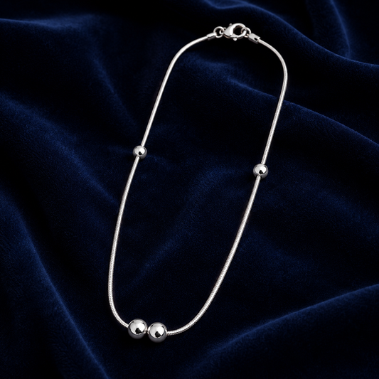 Dual Bead Minimal Silver Chain