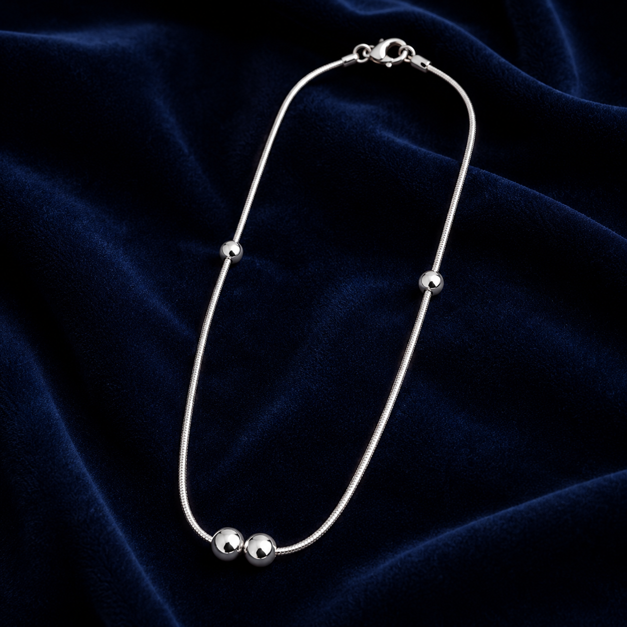 Dual Bead Minimal Silver Chain