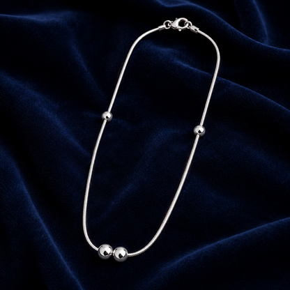 Dual Bead Minimal Silver Chain