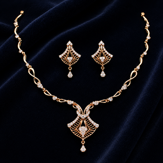 Rose Infinity Diamond Necklace Set