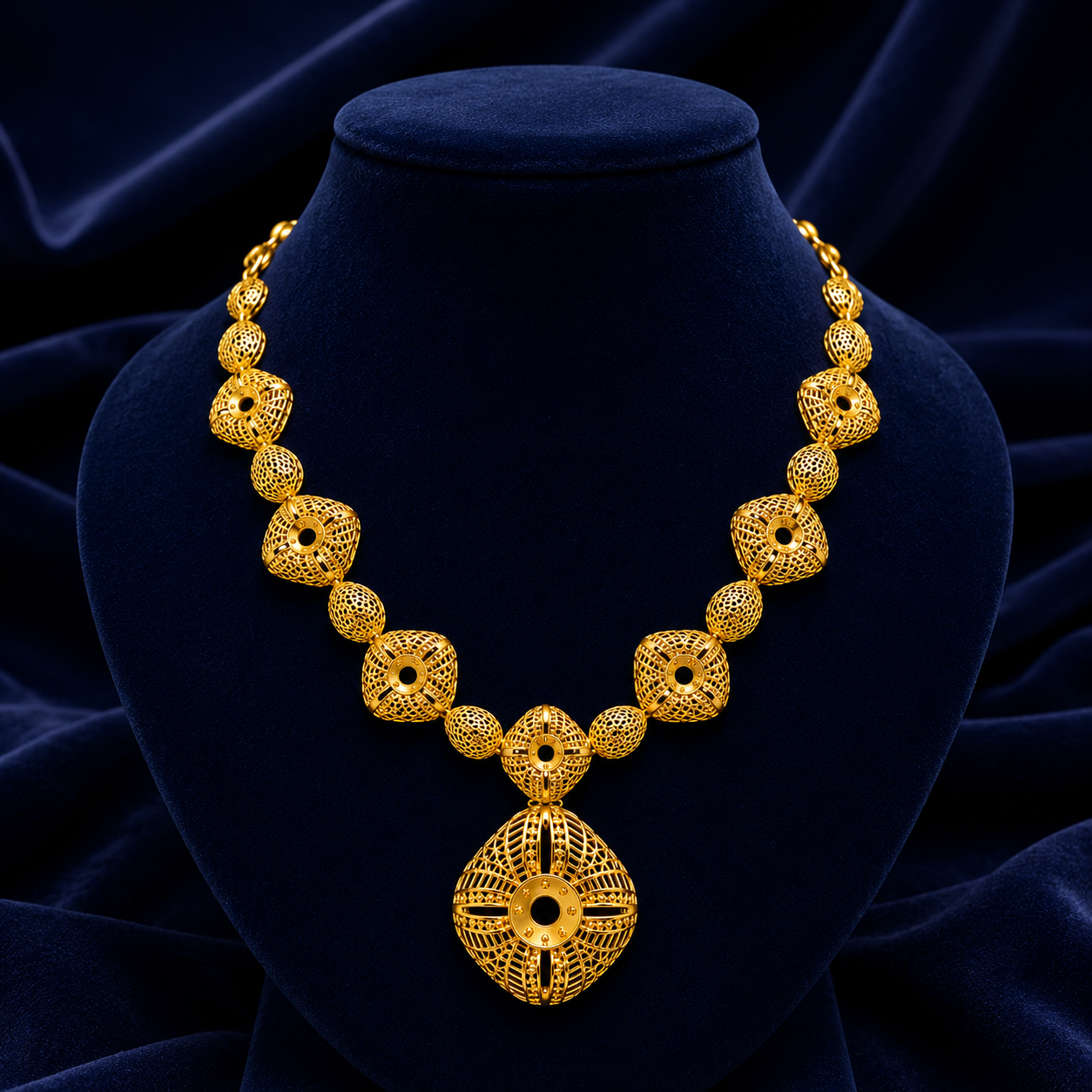 Royal Filigree Gold Statement Necklace