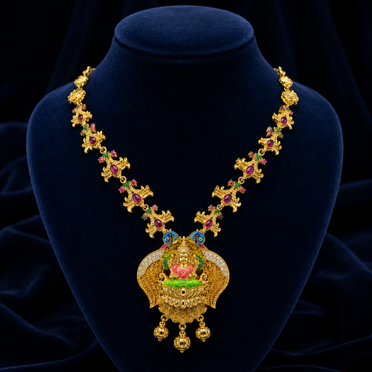Peacock Lakshmi Temple Necklace