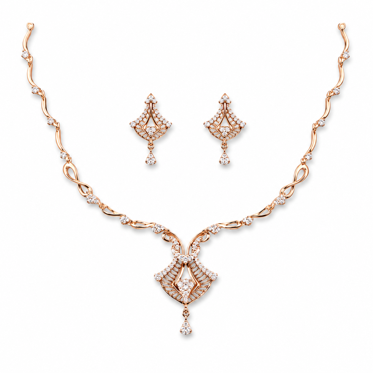 Rose Infinity Diamond Necklace Set