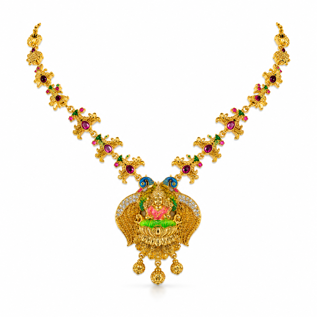 Peacock Lakshmi Temple Necklace