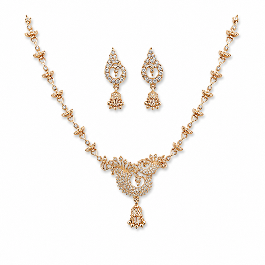 Peacock Bloom Rose Gold Necklace Set