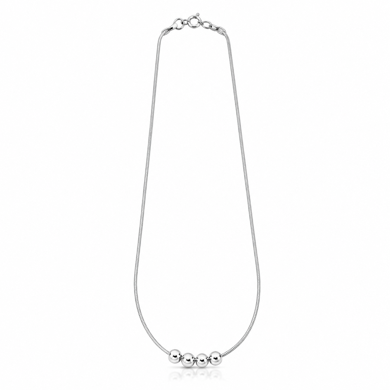 Five Bead Silver Necklace