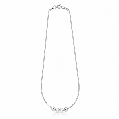 Five Bead Silver Necklace