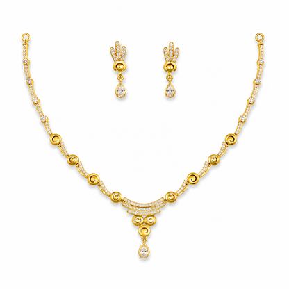Celestial Drop Diamond Gold Plated Necklace Set